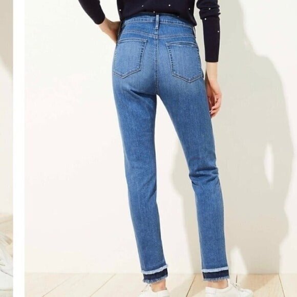 Loft NWT Double Frayed Skinny Jeans Size 24 - Picture 3 of 12
